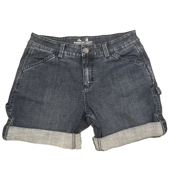 Ridgecut Jean Shorts Women's Sz 4 Blue Denim Rolled-Up Toughwear Outdoor Hiking - Picture 1 of 11
